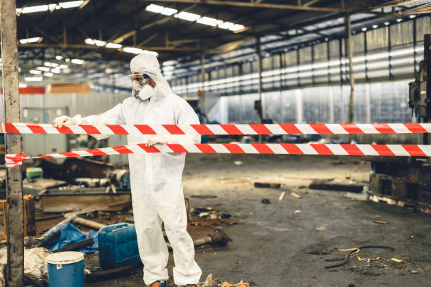 Professional Sewage Cleanup technician working in Orchard, TX